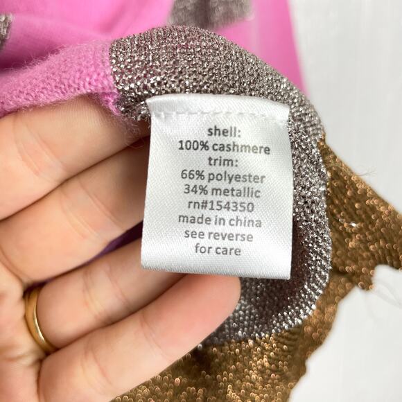 REPLICA LOS ANGELES Candy Stripe Pink and Metallic Cashmere Stripe Sweater $398 - Picture 9 of 11